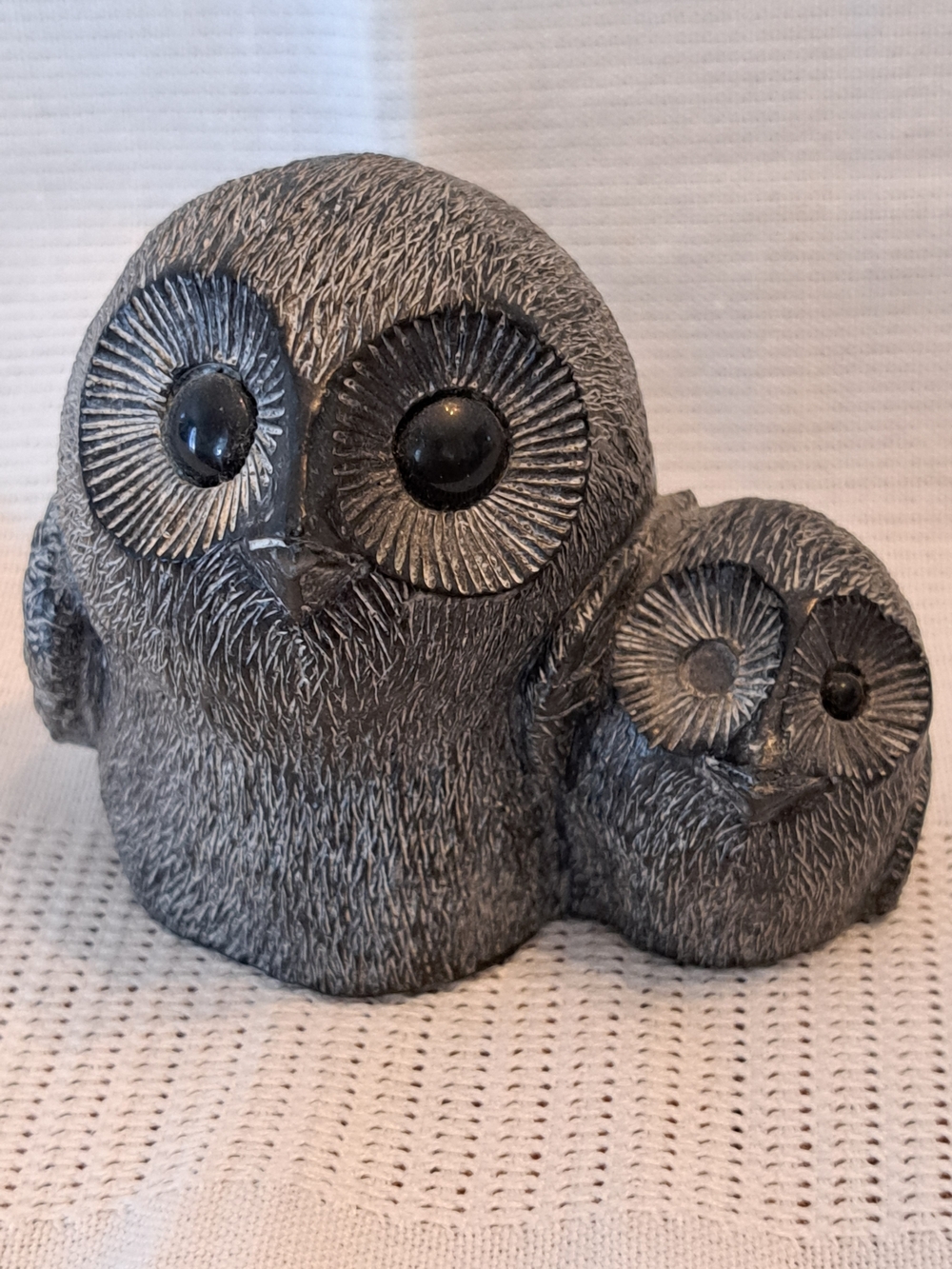 Wolf Soapstone Gray Owl "Mother And Child"